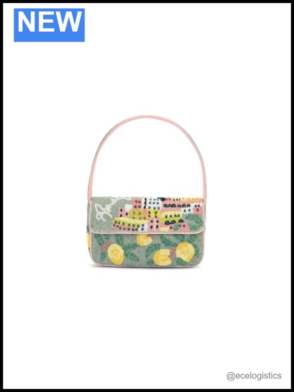 Hand-Beaded Boho Shoulder Bag with Magnetic Closure